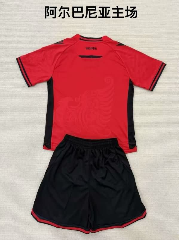 Kids Albania 2025 Home Soccer Jersey And Shorts