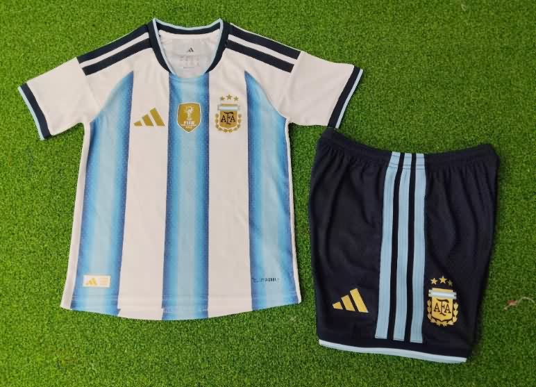 Kids Argentina 2026 World Cup Home Soccer Jersey And Shorts (Player) Kids Argentina 2026 World Cup Home Soccer Jersey And Shorts (Player)