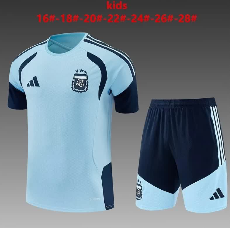 Kids Argentina 2026 Training Soccer Jersey And Shorts 02 Kids Argentina 2026 Training Soccer Jersey And Shorts 02