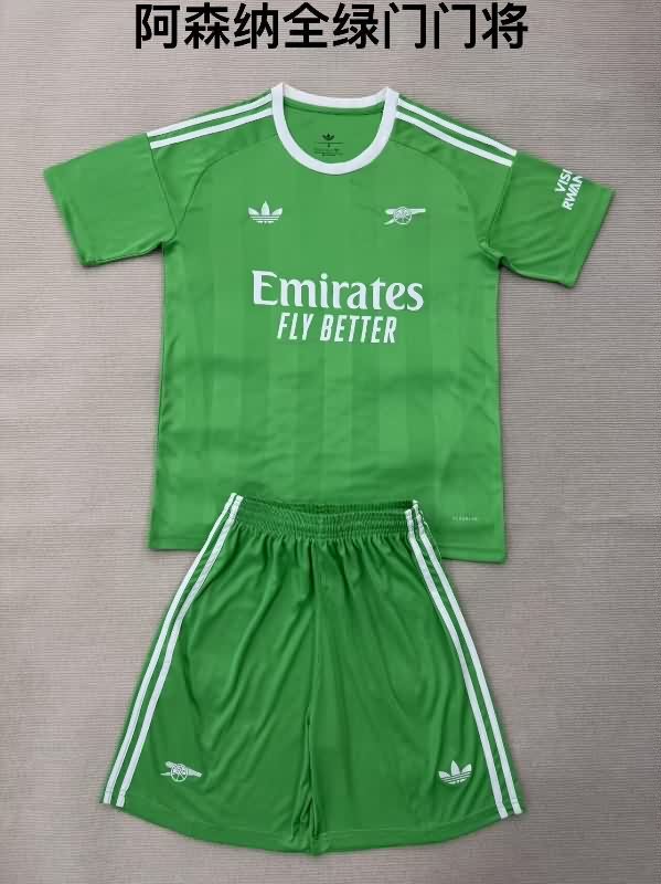 Kids Arsenal 25/26 Goalkeeper Green Soccer Jersey And Shorts Kids Arsenal 25/26 Goalkeeper Green Soccer Jersey And Shorts