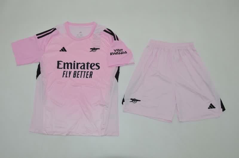 Kids Arsenal 25/26 Goalkeeper Pink Soccer Jersey And Shorts Kids Arsenal 25/26 Goalkeeper Pink Soccer Jersey And Shorts
