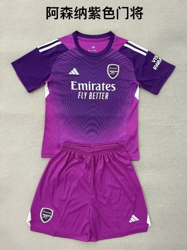 Kids Arsenal 25/26 Goalkeeper Purple Soccer Jersey And Shorts Kids Arsenal 25/26 Goalkeeper Purple Soccer Jersey And Shorts