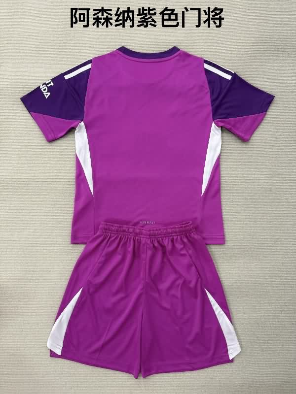 Kids Arsenal 25/26 Goalkeeper Purple Soccer Jersey And Shorts