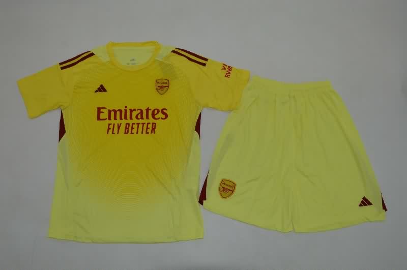 Kids Arsenal 25/26 Goalkeeper Yellow Soccer Jersey And Shorts Kids Arsenal 25/26 Goalkeeper Yellow Soccer Jersey And Shorts
