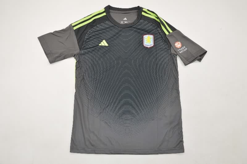 Kids Aston Villa 25/26 Goalkeeper Black Soccer Jersey And Shorts