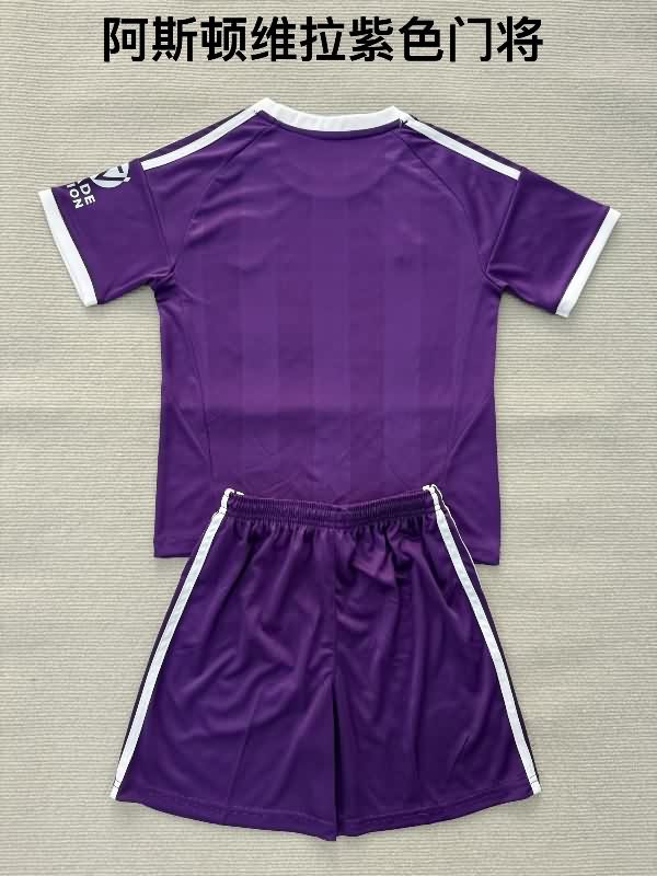Kids Aston Villa 25/26 Goalkeeper Purple Soccer Jersey And Shorts
