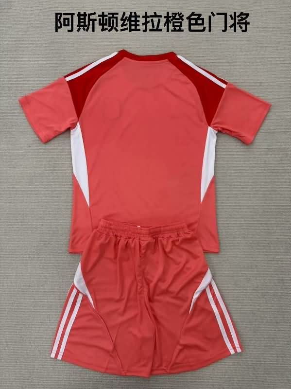 Kids Aston Villa 25/26 Goalkeeper Red Soccer Jersey And Shorts