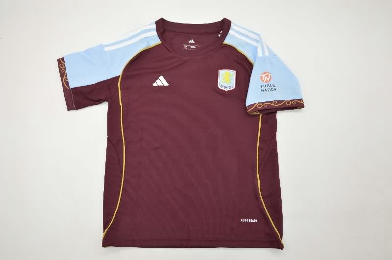 Kids Aston Villa 25/26 Home Soccer Jersey And Shorts