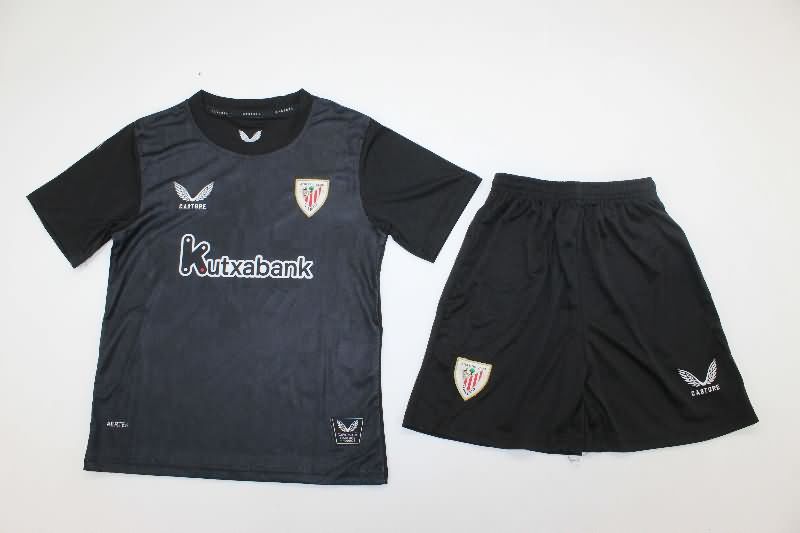 Kids Athletic Bilbao 25/26 Goalkeeper Black Soccer Jersey And Shorts Kids Athletic Bilbao 25/26 Goalkeeper Black Soccer Jersey And Shorts