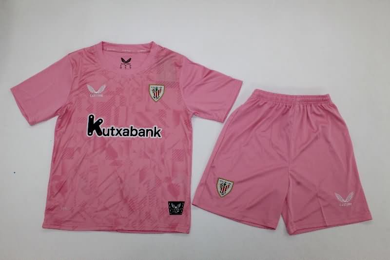 Kids Athletic Bilbao 25/26 Goalkeeper Pink Soccer Jersey And Shorts Kids Athletic Bilbao 25/26 Goalkeeper Pink Soccer Jersey And Shorts