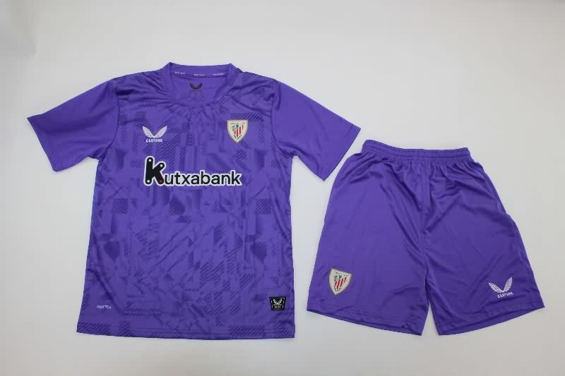 Kids Athletic Bilbao 25/26 Goalkeeper Purple Soccer Jersey And Shorts Kids Athletic Bilbao 25/26 Goalkeeper Purple Soccer Jersey And Shorts