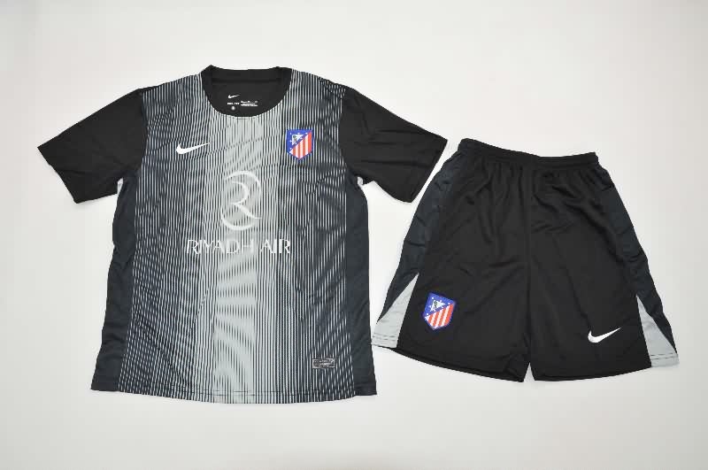 Kids Atletico Madrid 25/26 Goalkeeper Black Soccer Jersey And Shorts Kids Atletico Madrid 25/26 Goalkeeper Black Soccer Jersey And Shorts