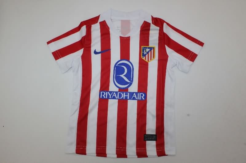Kids Atletico Madrid 25/26 Home Soccer Jersey And Shorts