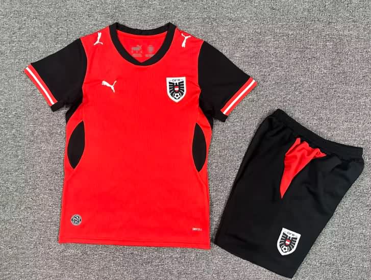 Kids Austria 2026 Home Soccer Jersey And Shorts Kids Austria 2026 Home Soccer Jersey And Shorts
