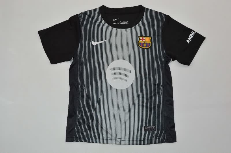 Kids Barcelona 25/26 Goalkeeper Black Soccer Jersey And Shorts