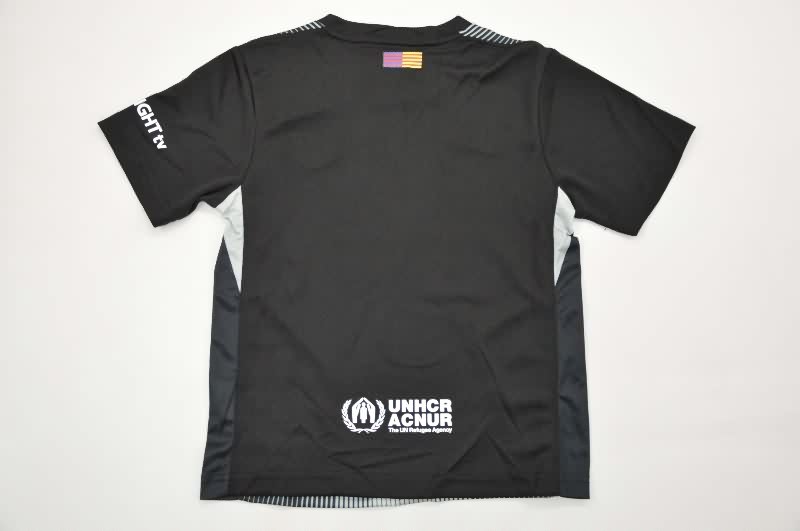 Kids Barcelona 25/26 Goalkeeper Black Soccer Jersey And Shorts