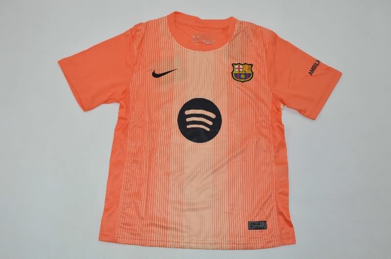 Kids Barcelona 25/26 Goalkeeper Orange Soccer Jersey And Shorts