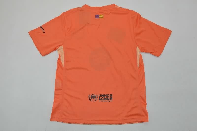Kids Barcelona 25/26 Goalkeeper Orange Soccer Jersey And Shorts