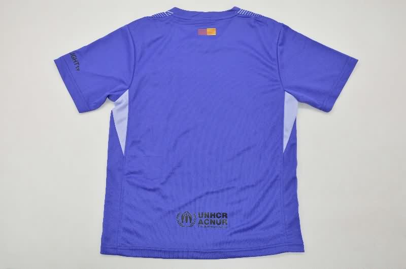 Kids Barcelona 25/26 Goalkeeper Purple Soccer Jersey And Shorts