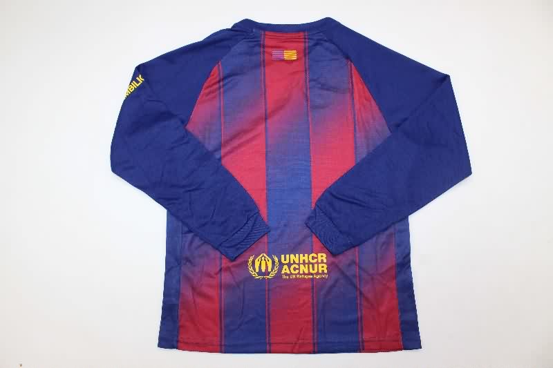 Kids Barcelona 25/26 Home Long Sleeve Soccer Jersey And Shorts