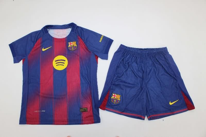 Kids Barcelona 25/26 Home Soccer Jersey And Shorts (Player)