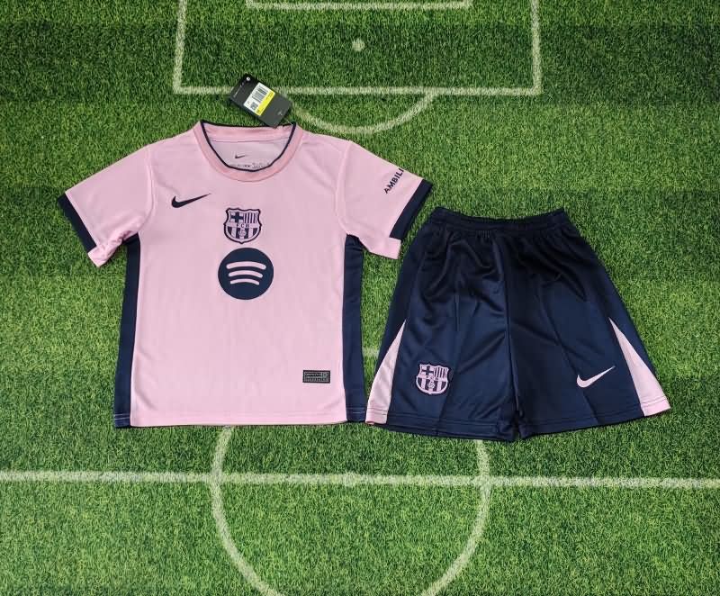 Kids Barcelona 25/26 Pink Soccer Jersey And Shorts