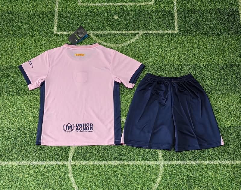 Kids Barcelona 25/26 Pink Soccer Jersey And Shorts