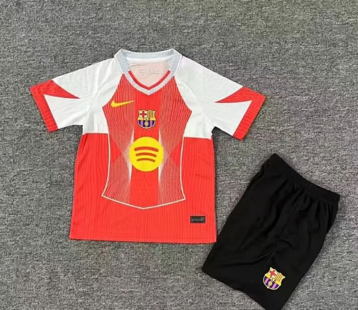 Kids Barcelona 25/26 Training Soccer Jersey And Shorts 06