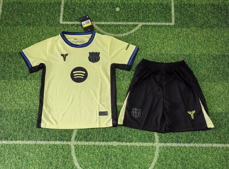 Kids Barcelona 25/26 Yellow Soccer Jersey And Shorts
