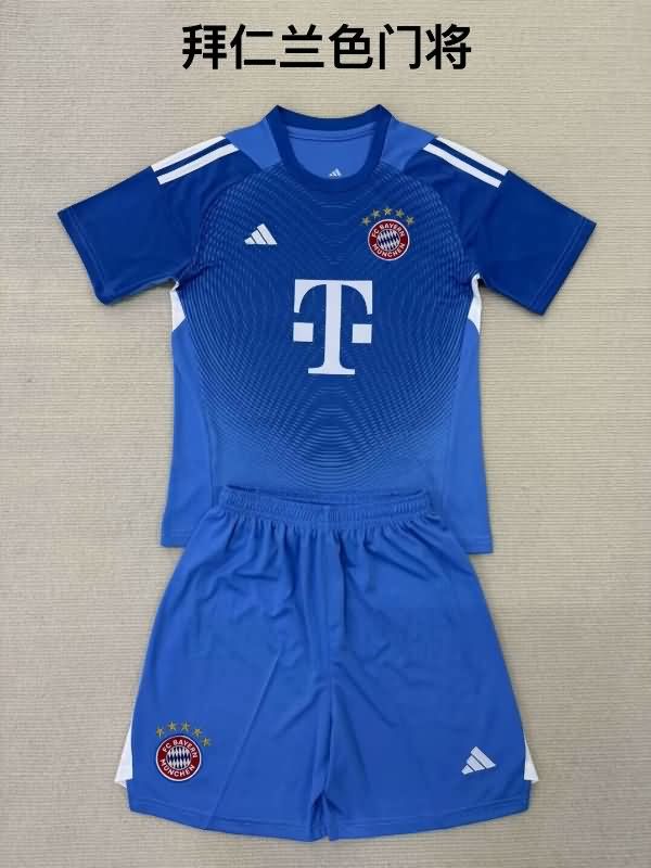 Kids Bayern Munich 25/26 Goalkeeper Blue Soccer Jersey And Shorts Kids Bayern Munich 25/26 Goalkeeper Blue Soccer Jersey And Shorts