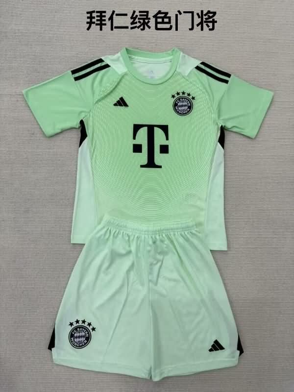 Kids Bayern Munich 25/26 Goalkeeper Green Soccer Jersey And Shorts Kids Bayern Munich 25/26 Goalkeeper Green Soccer Jersey And Shorts