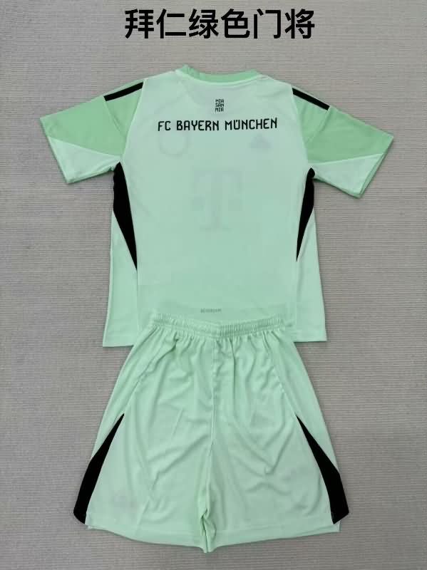 Kids Bayern Munich 25/26 Goalkeeper Green Soccer Jersey And Shorts