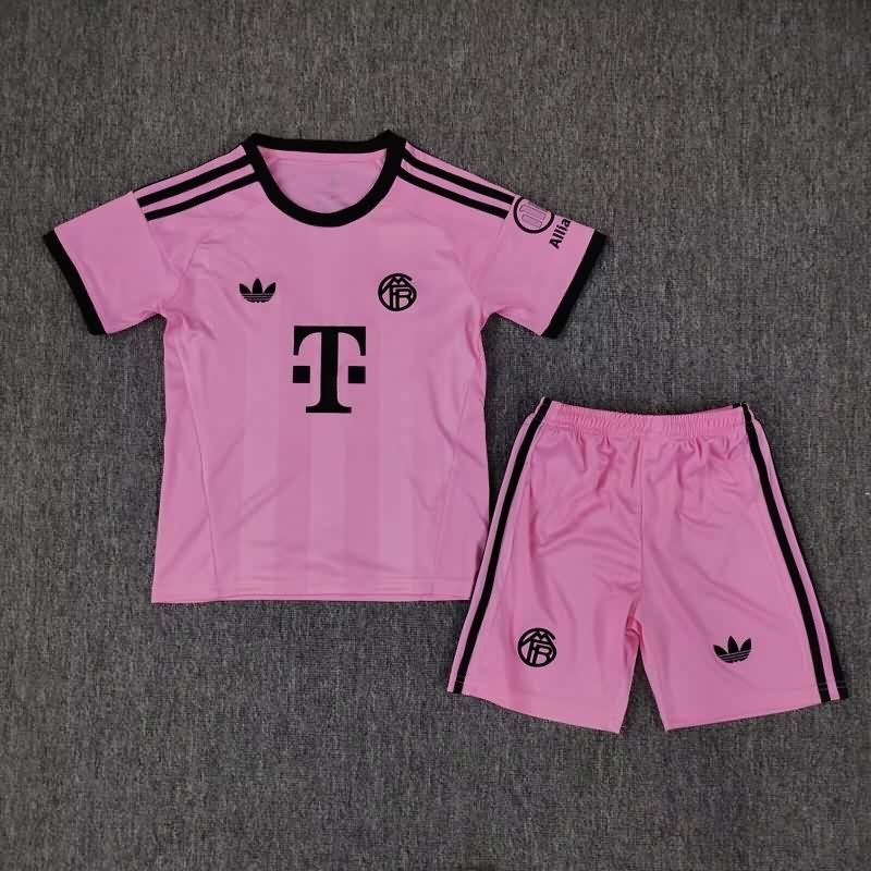 Kids Bayern Munich 25/26 Goalkeeper Pink Soccer Jersey And Shorts Kids Bayern Munich 25/26 Goalkeeper Pink Soccer Jersey And Shorts