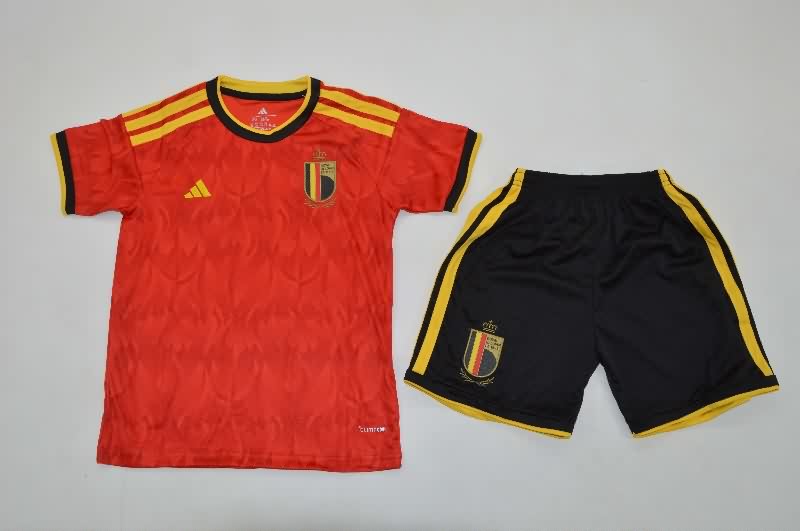 Kids Belgium 2026 World Cup Home Soccer Jersey And Shorts