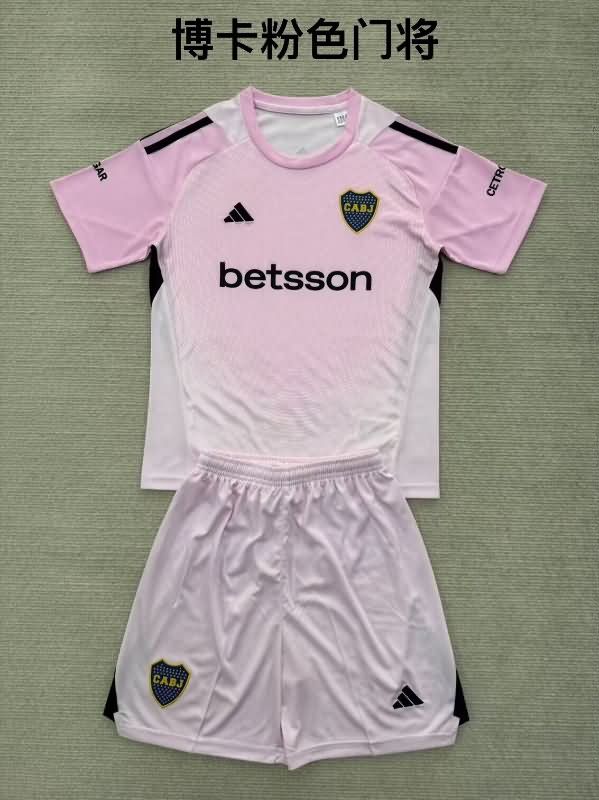 Kids Boca Juniors 25/26 Goalkeeper Pink Soccer Jersey And Shorts Kids Boca Juniors 25/26 Goalkeeper Pink Soccer Jersey And Shorts