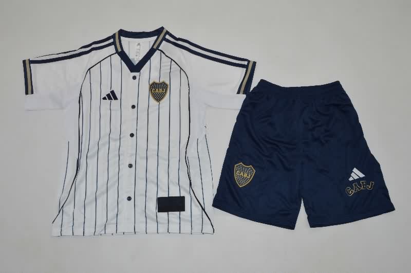 Kids Boca Juniors 25/26 Travel White Soccer Jersey And Shorts Kids Boca Juniors 25/26 Travel White Soccer Jersey And Shorts