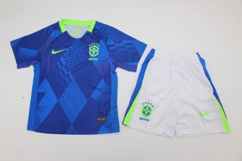 Kids Brazil 2025 Away Soccer Jersey And Shorts