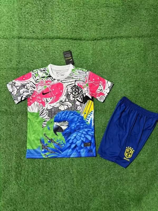 Kids Brazil 2025 Special Soccer Jersey And Shorts 03