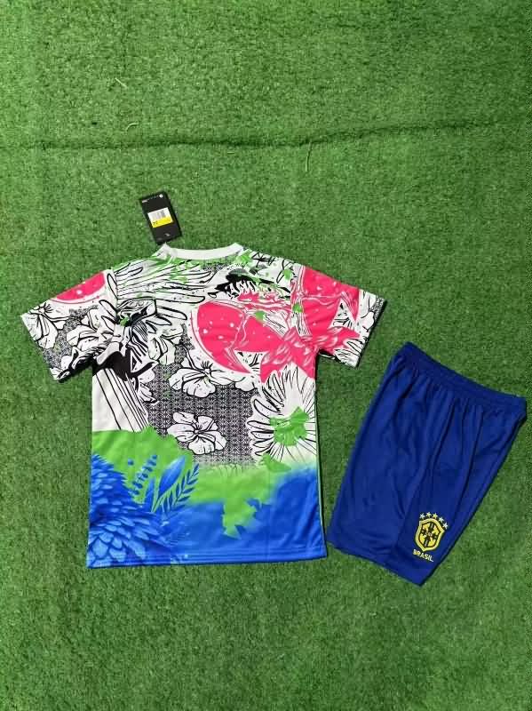 Kids Brazil 2025 Special Soccer Jersey And Shorts 03