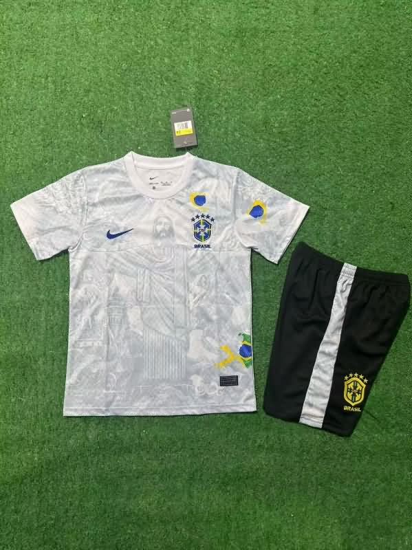 Kids Brazil 2025 Special Soccer Jersey And Shorts 04