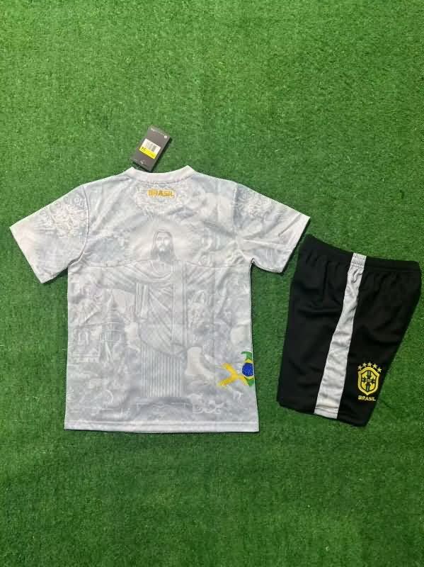 Kids Brazil 2025 Special Soccer Jersey And Shorts 04