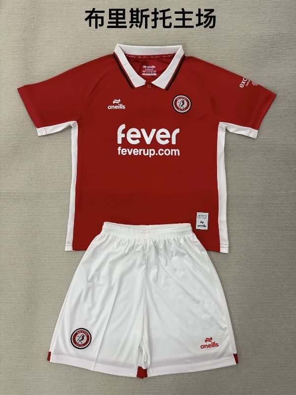 Kids Bristol City 25/26 Home Soccer Jersey And Shorts