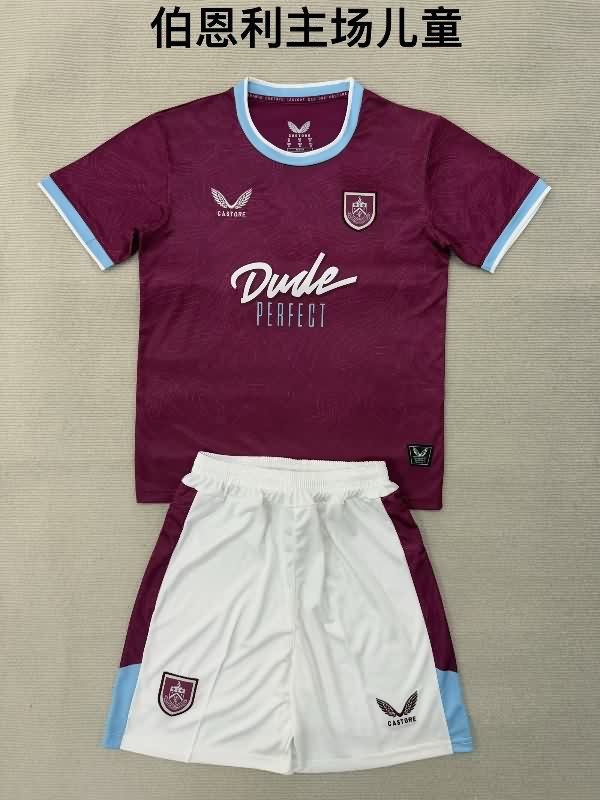 Kids Burnley 25/26 Home Soccer Jersey And Shorts Kids Burnley 25/26 Home Soccer Jersey And Shorts
