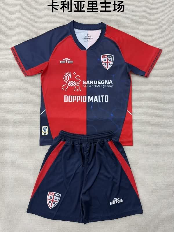 Kids Cagliari 25/26 Home Soccer Jersey And Shorts
