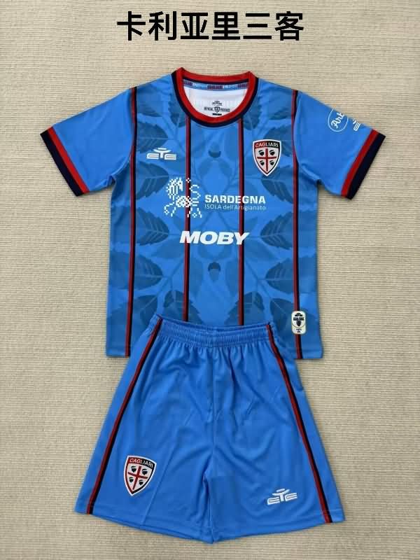 Kids Cagliari 25/26 Third Soccer Jersey And Shorts