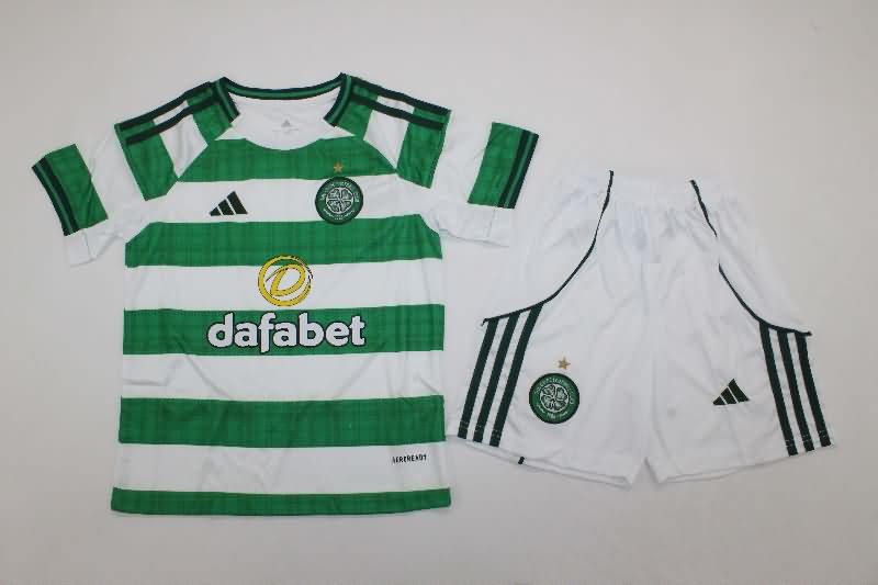 Kids Celtic 25/26 Home Soccer Jersey And Shorts
