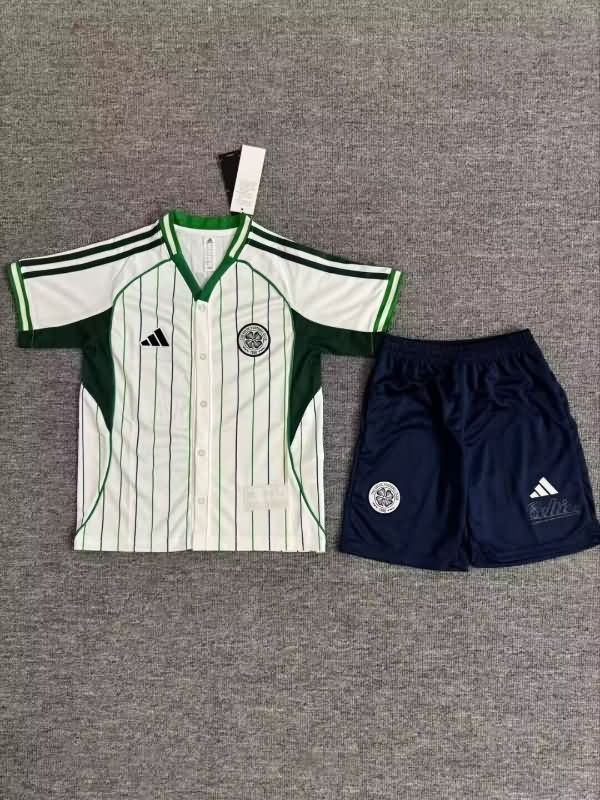 Kids Celtic 25/26 Travel Soccer Jersey And Shorts
