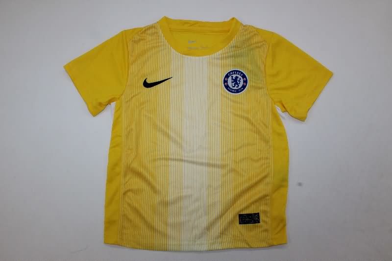 Kids Chelsea 25/26 Goalkeeper Yellow Soccer Jersey And Shorts