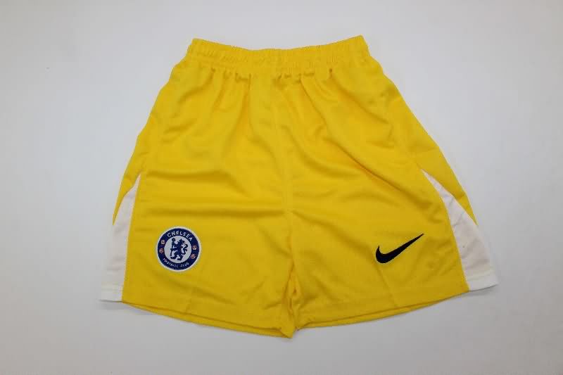 Kids Chelsea 25/26 Goalkeeper Yellow Soccer Jersey And Shorts