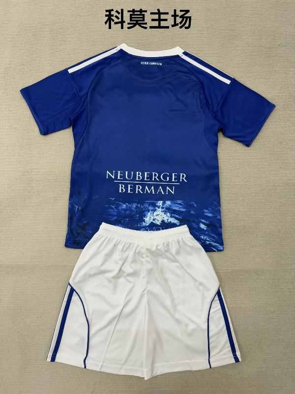Kids Como 25/26 Home Soccer Jersey And Shorts